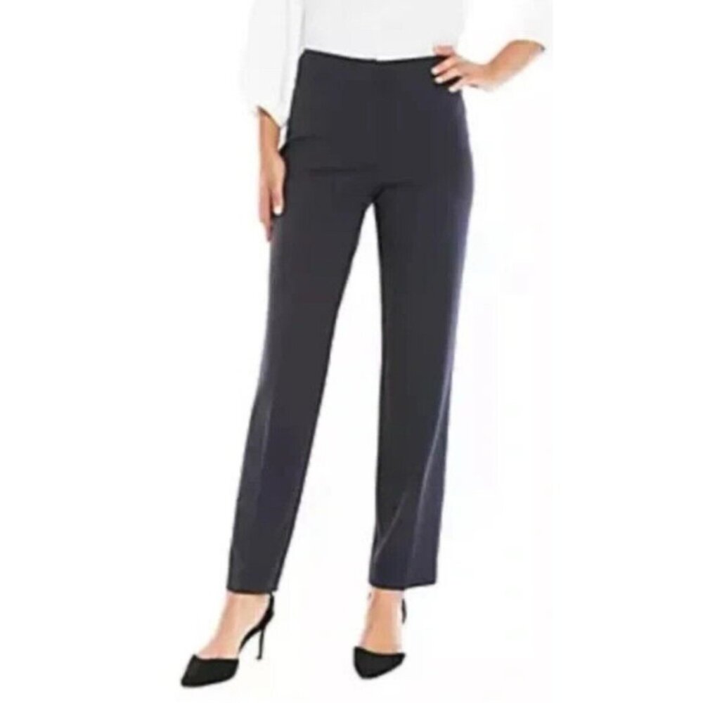 Zara Darkest Navy Blue Dress Pants XS Stretch Flat Front Career Straight Leg NEW
